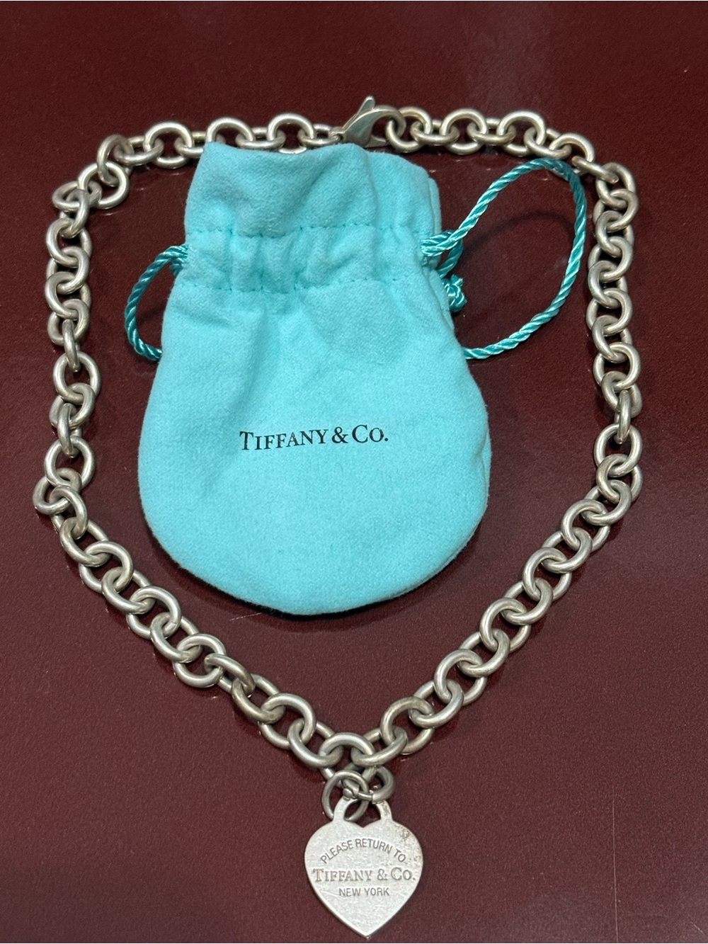 Tiffany & Co. Y2K vintage Sterling Silver Heart Tag Necklace 16”